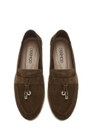 Women's Tan Accessorized Suede Leather Loafer | Derimod