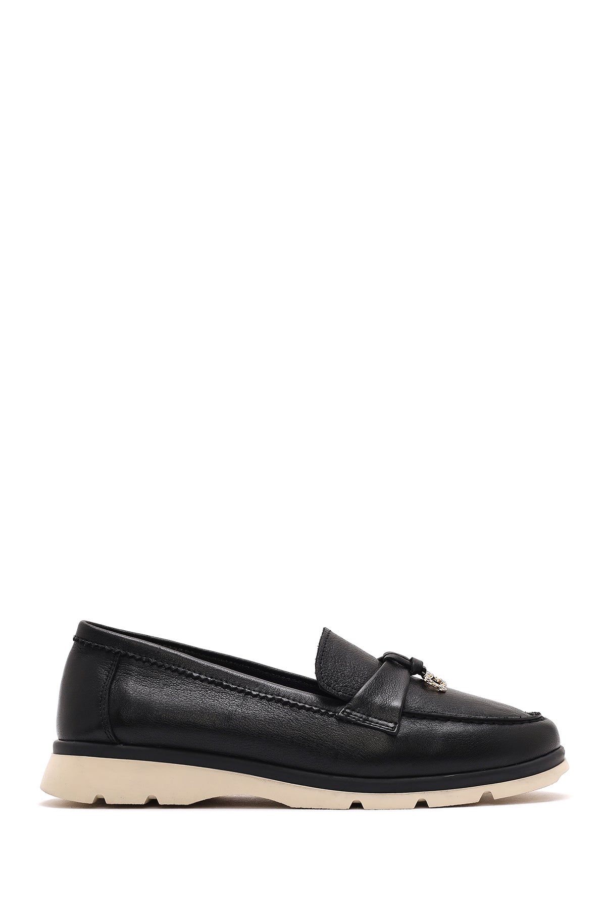 Women's Black Leather Comfort Loafer 25SFD153618 | Derimod