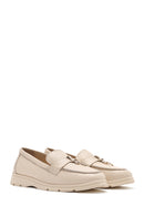 Women's Cream Leather Comfort Loafer | Derimod