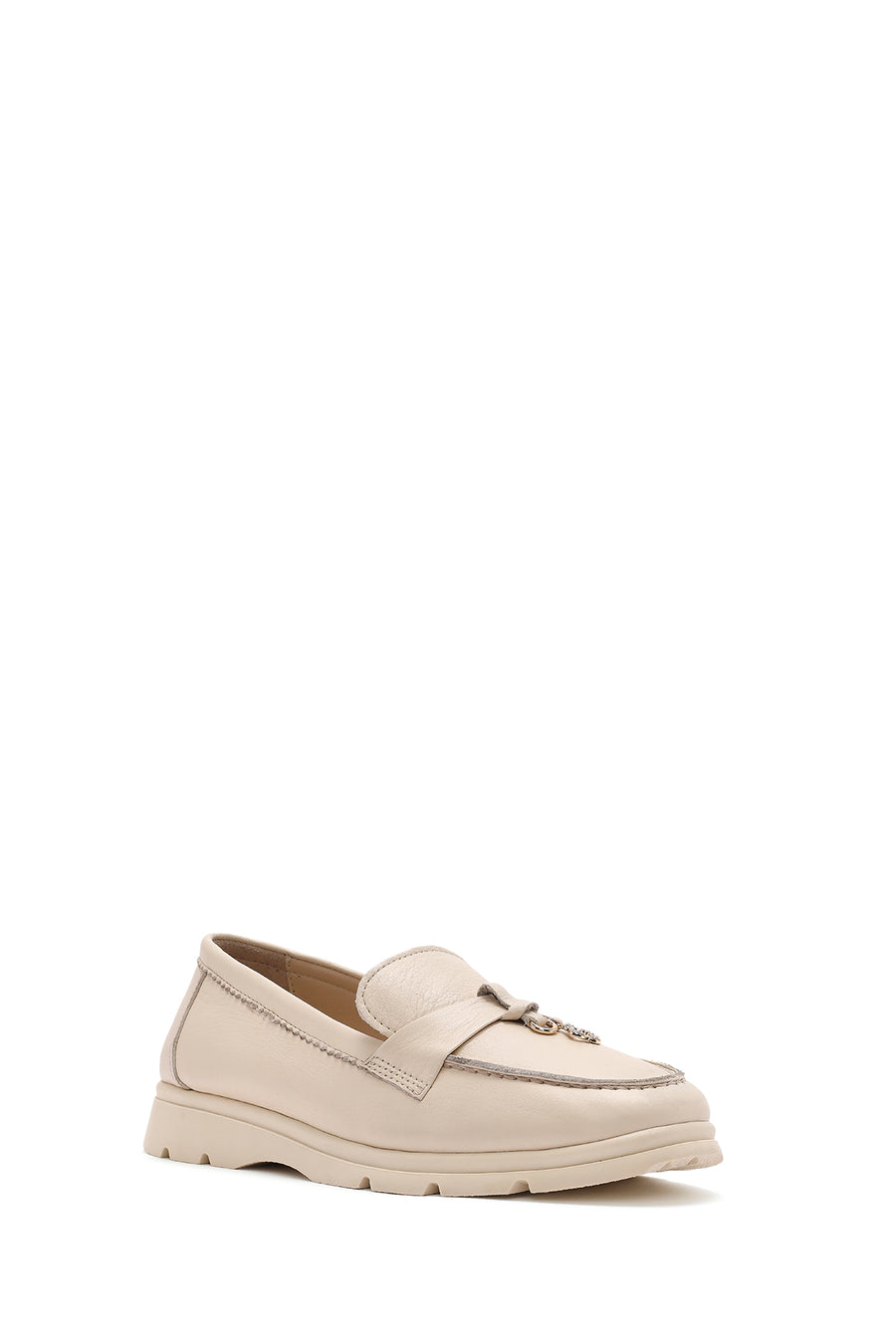 Women's Cream Leather Comfort Loafer