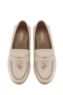 Women's Cream Leather Comfort Loafer | Derimod