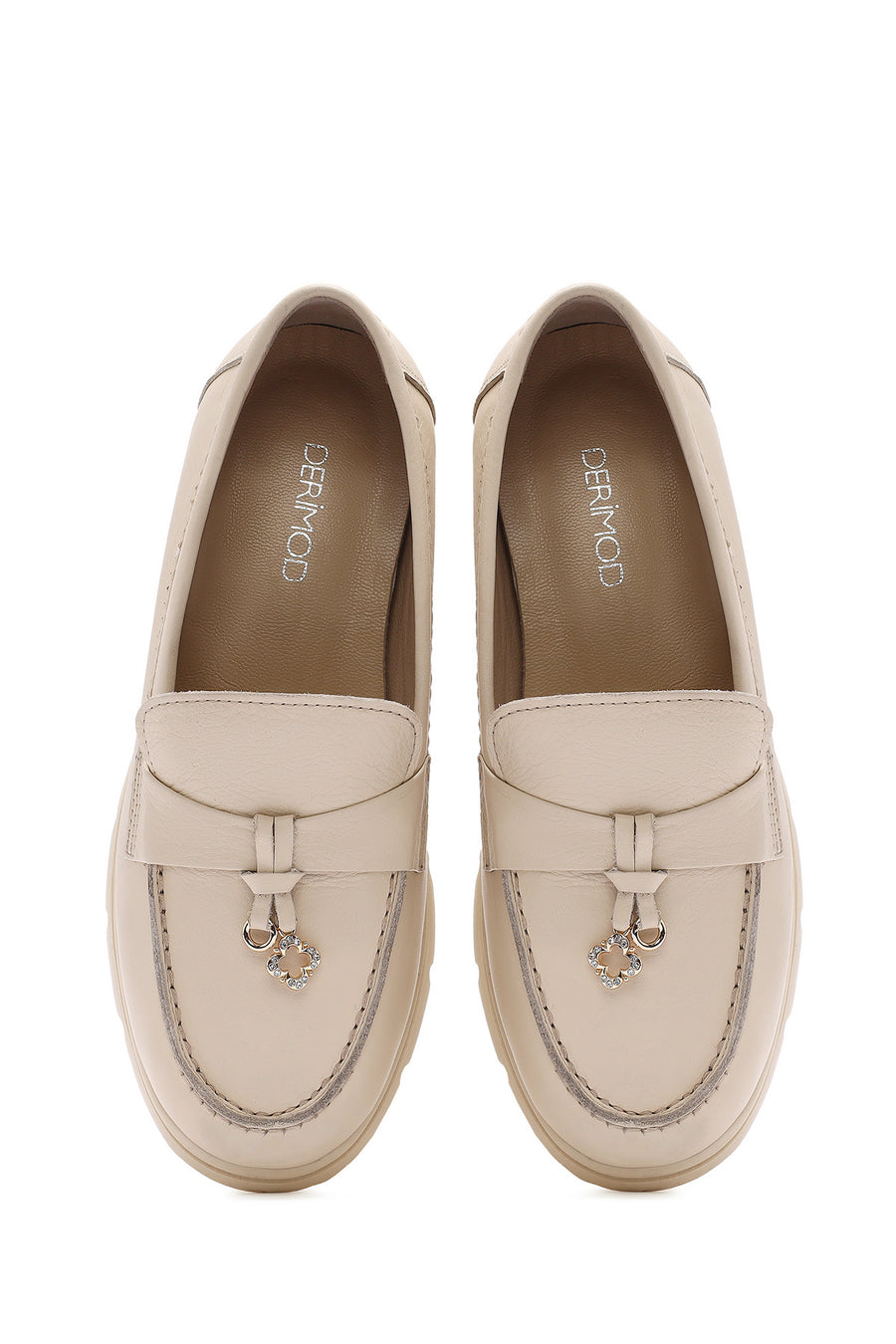 Women's Cream Leather Comfort Loafer