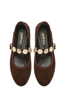 Women's Mink Banded Suede Leather Ballerinas | Derimod