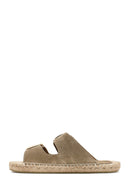 Women's Brown Buckled Suede Leather Espadrille Slippers | Derimod