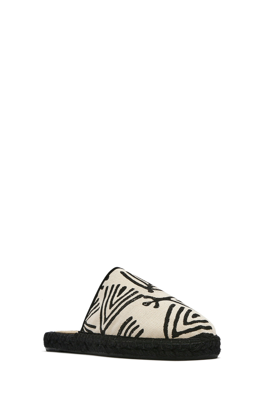 Kastamonu Stone Print Women's Black Patterned Espadrille Slippers