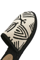 Kastamonu Stone Print Women's Black Patterned Espadrille Slippers | Derimod