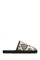 Kastamonu Stone Print Women's Black Patterned Espadrille Slippers | Derimod