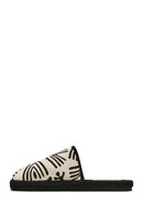 Kastamonu Stone Print Women's Black Patterned Espadrille Slippers | Derimod