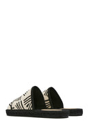 Kastamonu Stone Print Women's Black Patterned Espadrille Slippers | Derimod