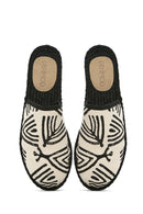 Kastamonu Stone Print Women's Black Patterned Espadrille Slippers | Derimod