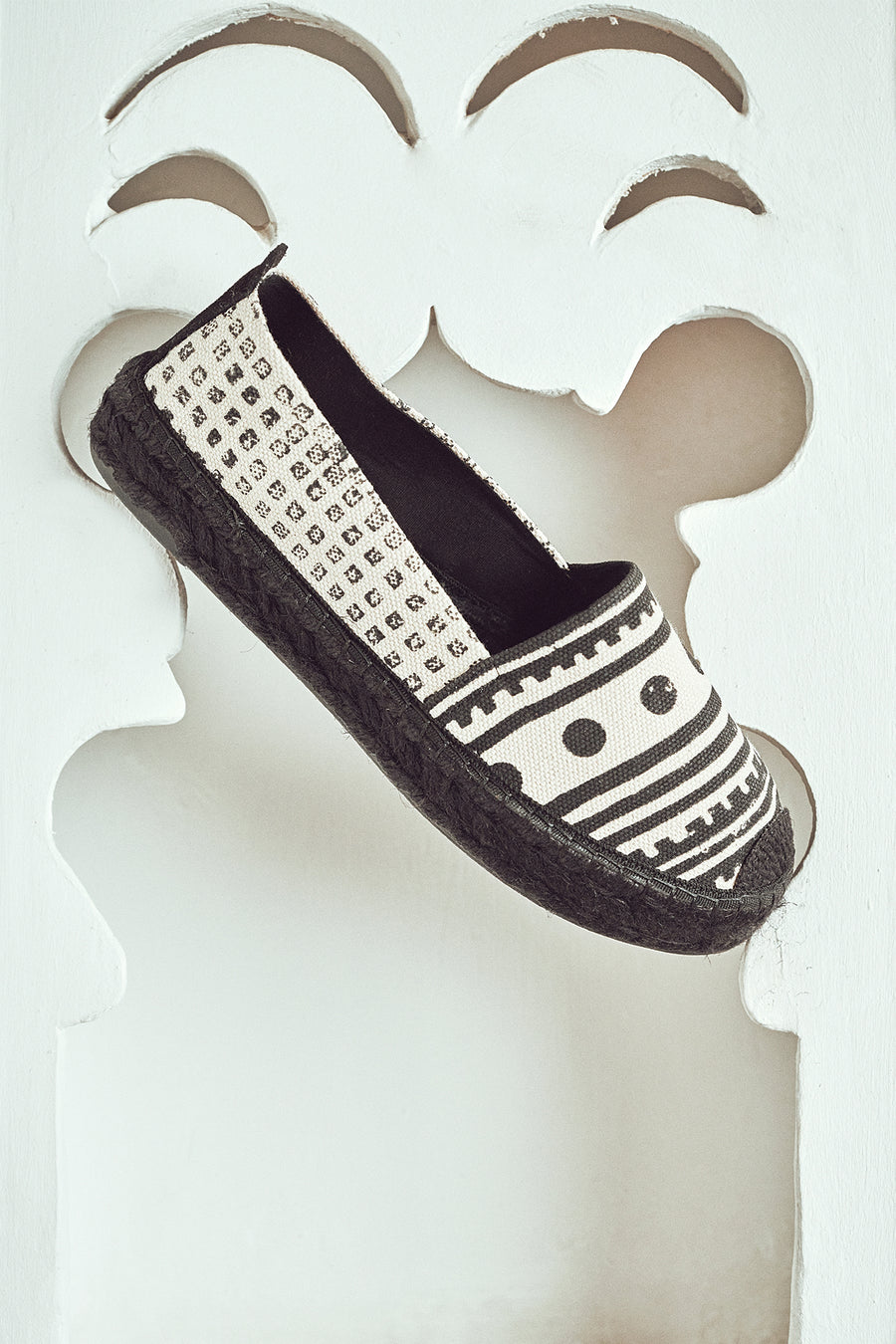 Kastamonu Stone Print Women's Black Patterned Espadrilles