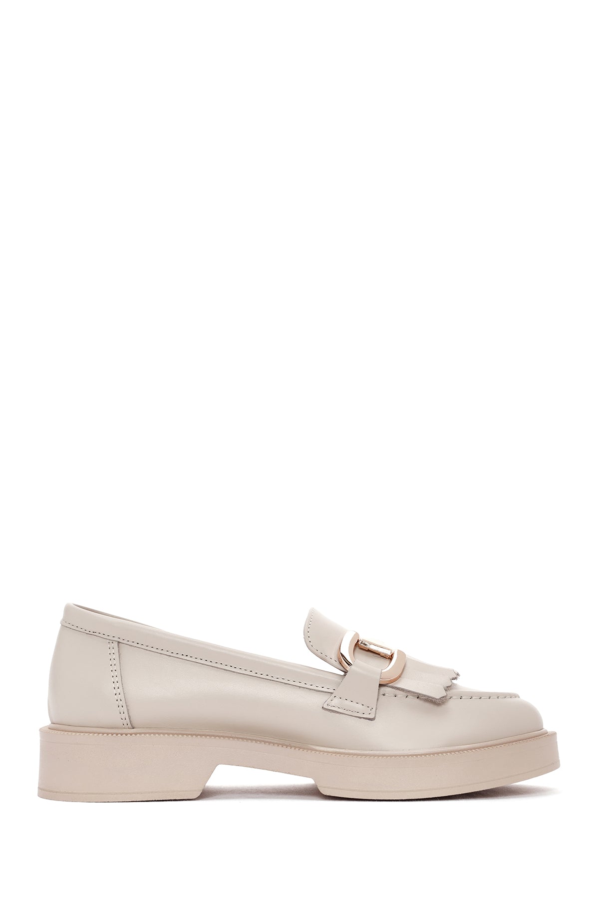 Kadın Krem Püsküllü Deri Casual Loafer 25SFD220018 | Derimod