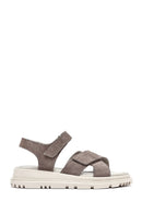 Women's Mink Double Strap Suede Leather Sandals | Derimod