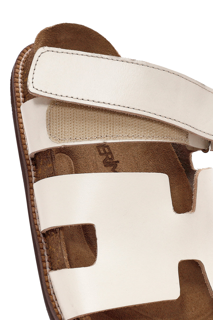 Women's White Strappy Leather Slippers