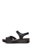 Women's Black Strappy Leather Comfort Sandals | Derimod