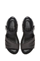 Women's Black Strappy Leather Comfort Sandals | Derimod