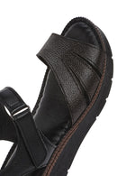 Women's Black Strappy Leather Comfort Sandals | Derimod