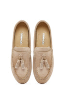 Women's Beige Suede Leather Masculine Loafer | Derimod