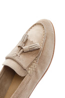 Women's Beige Suede Leather Masculine Loafer | Derimod