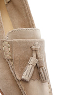 Women's Beige Suede Leather Masculine Loafer | Derimod