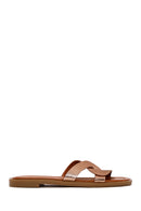 Women's Gold Metallic Leather Slippers | Derimod
