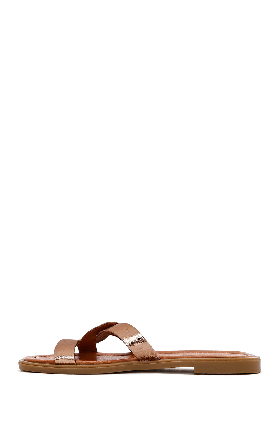 Women's Gold Metallic Leather Slippers