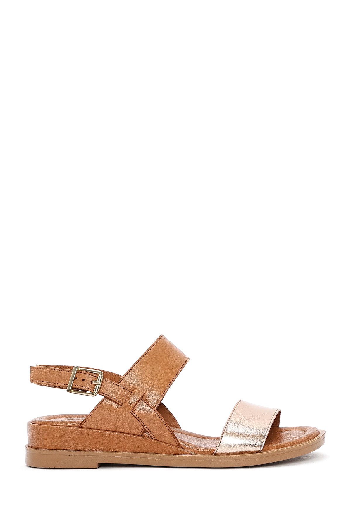 Women's Tan Leather Ankle Buckle Sandals 25SFD362714 | Derimod