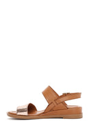 Women's Tan Leather Ankle Buckle Sandals | Derimod