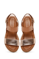 Women's Tan Leather Ankle Buckle Sandals | Derimod