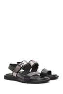 Women's Black Buckled Leather Sandals | Derimod
