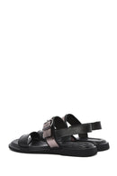 Women's Black Buckled Leather Sandals | Derimod