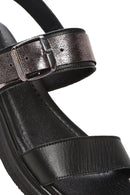 Women's Black Buckled Leather Sandals | Derimod