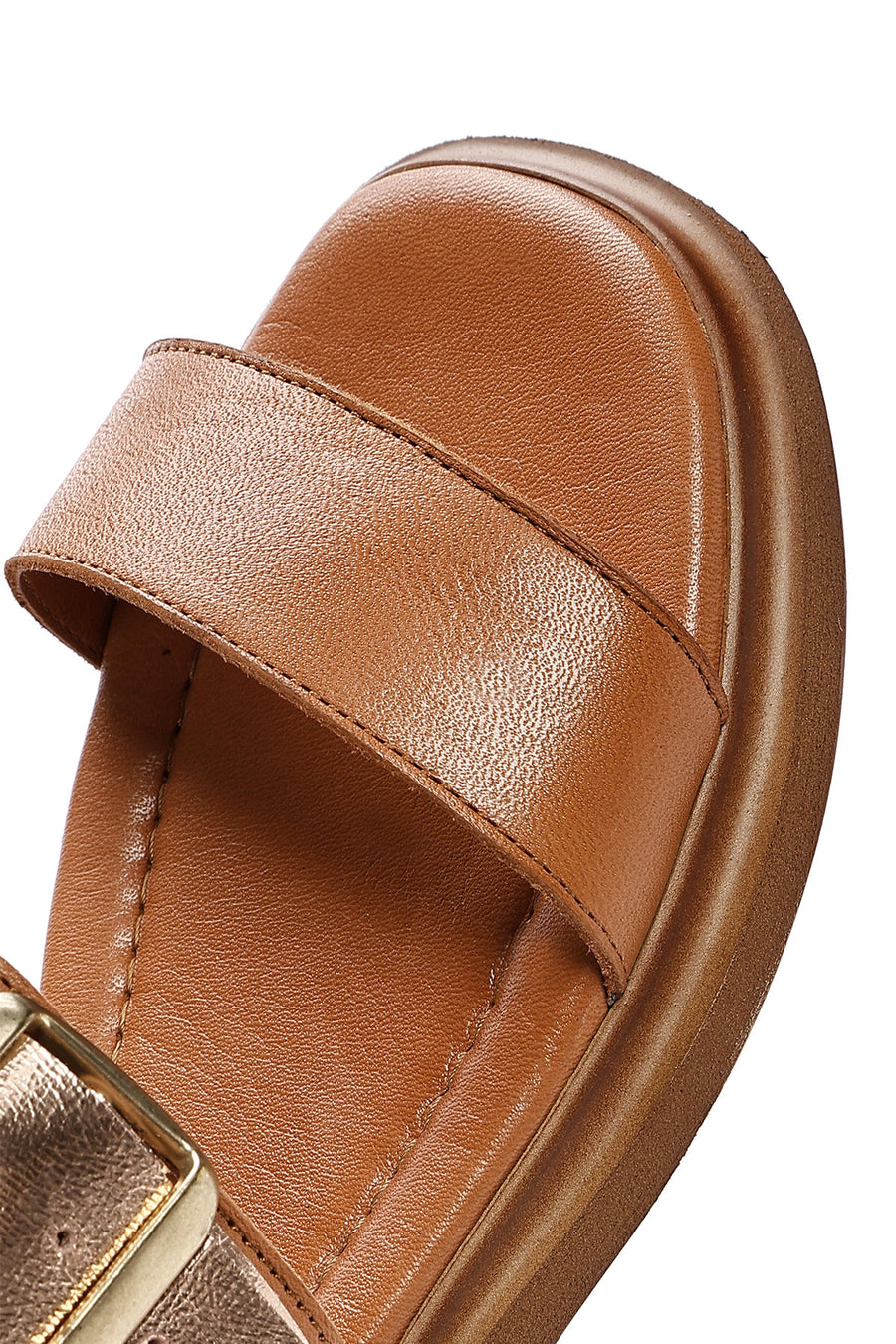 Women's Brown Buckled Leather Sandals