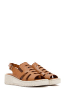 Women's Brown Thick Soled Leather Comfort Sandals | Derimod