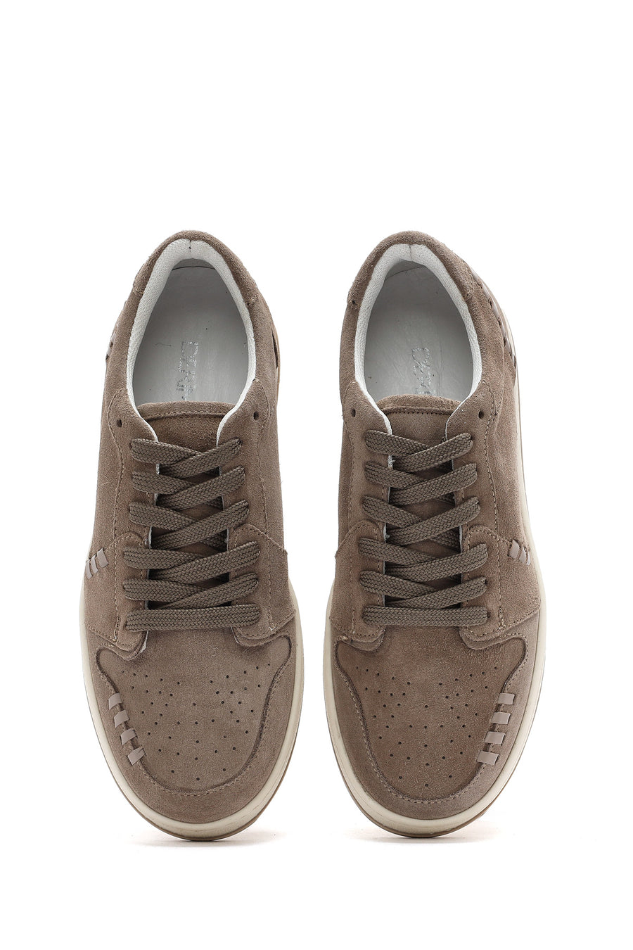 Kadın Vizon Bağcıklı Süet Deri Sneaker