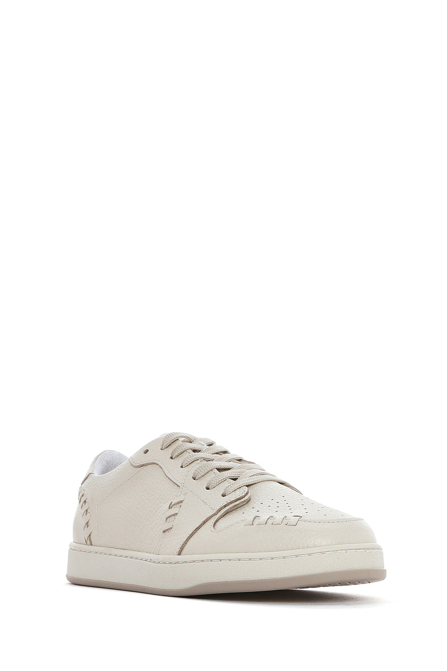 Kadın Krem Bağcıklı Deri Sneaker