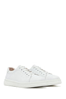 Women's White Lace-Up Leather Sneaker | Derimod