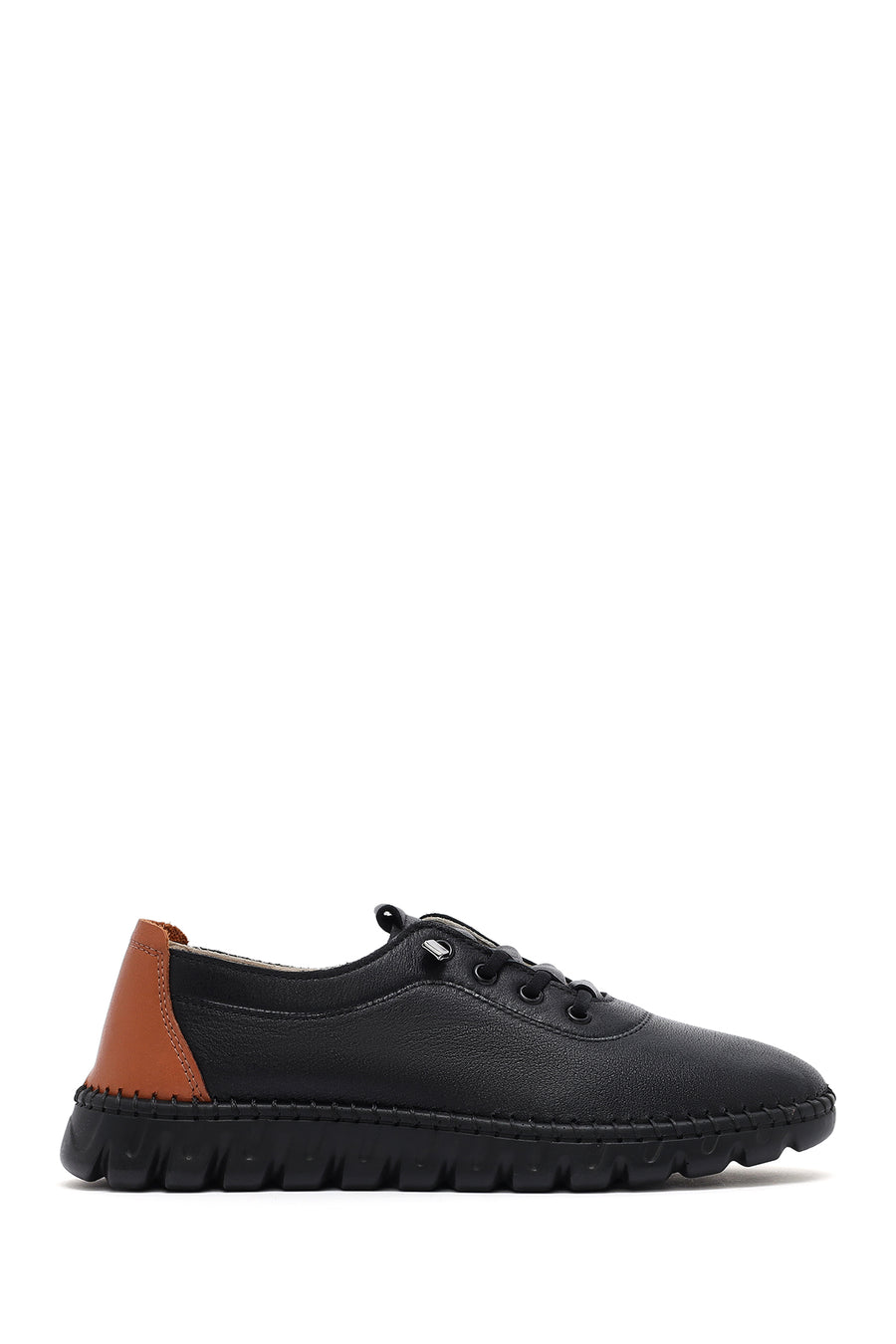 Women's Black Lace-Up Leather Sneaker 25SFD501618 | Derimod