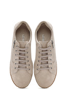 Women's Beige Lace-Up Chunky Sole Suede Leather Sneakers | Derimod