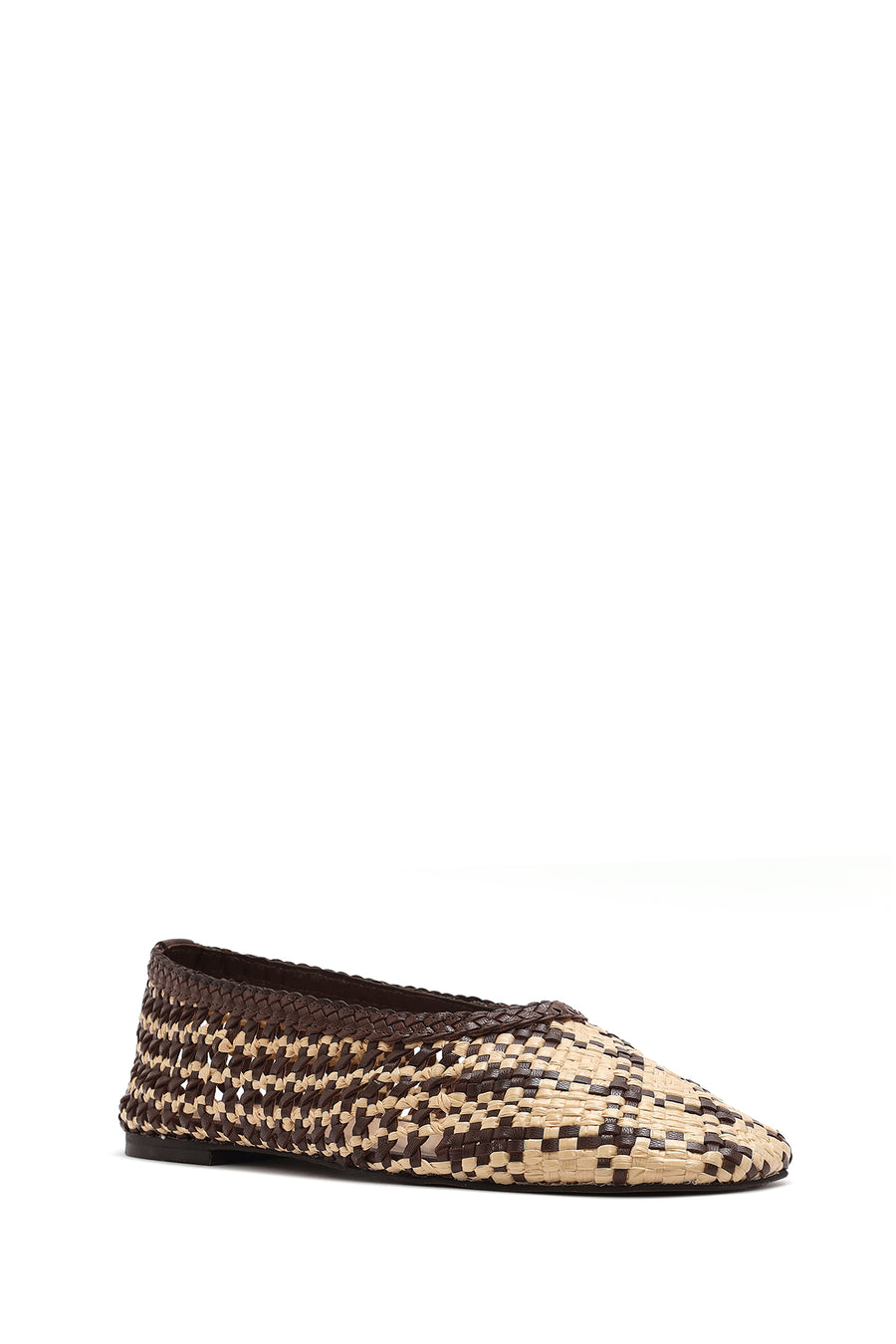 Women's Multicolored Straw Leather Ballerina