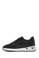 Erkek Siyah Bağcıklı Deri Sneaker | Derimod
