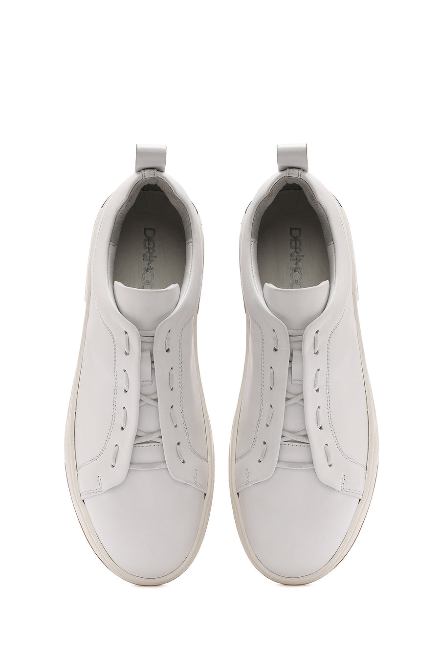 Erkek Beyaz Bağcıklı Deri Sneaker