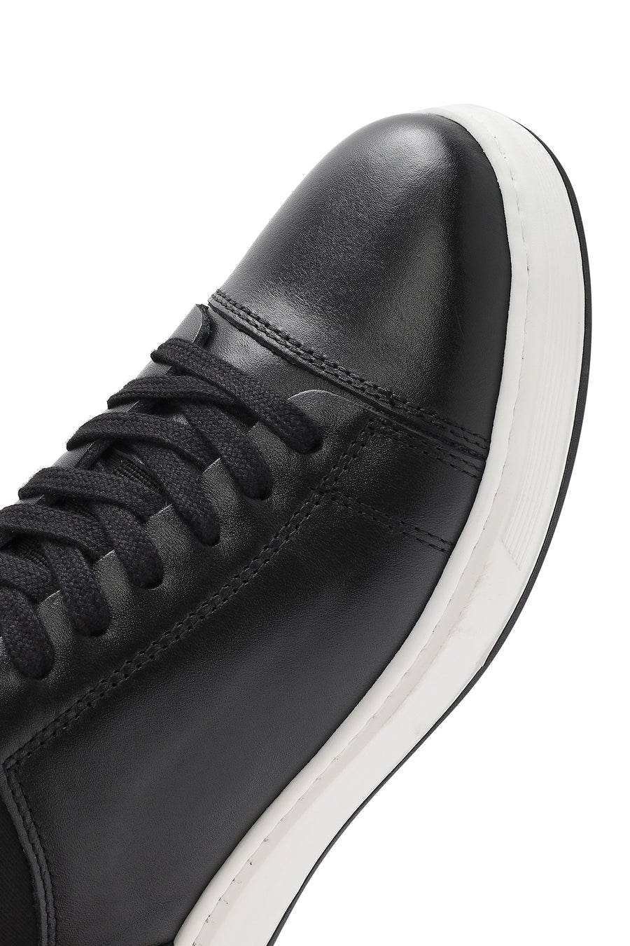 Erkek Siyah Bağcıklı Deri Sneaker
