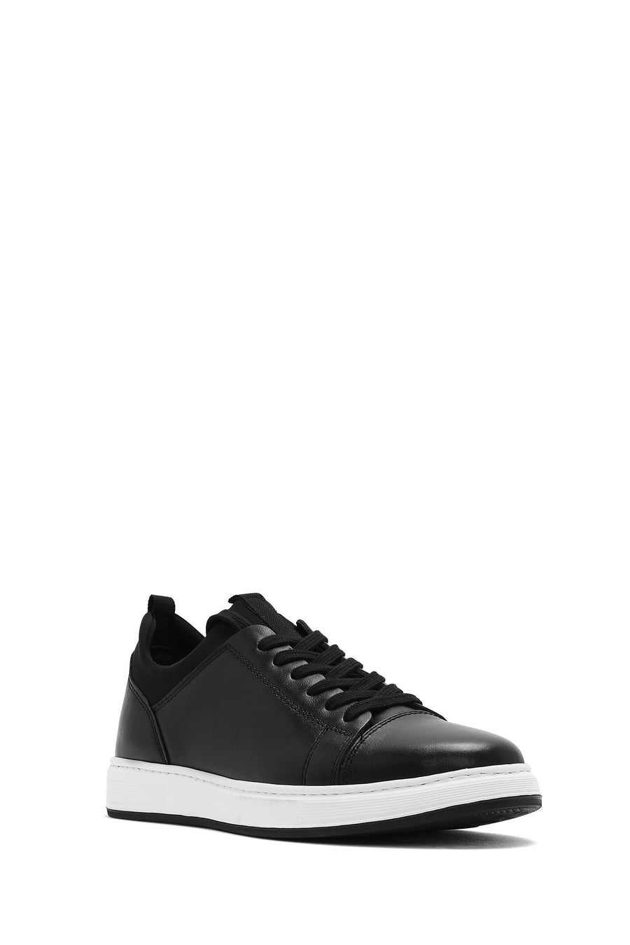Erkek Siyah Bağcıklı Deri Sneaker