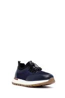 Men's Navy Blue Lace-Up Leather Sneaker | Derimod