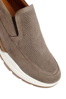Men's Mink Thick Sole Nubuck Leather Comfort Loafers | Derimod