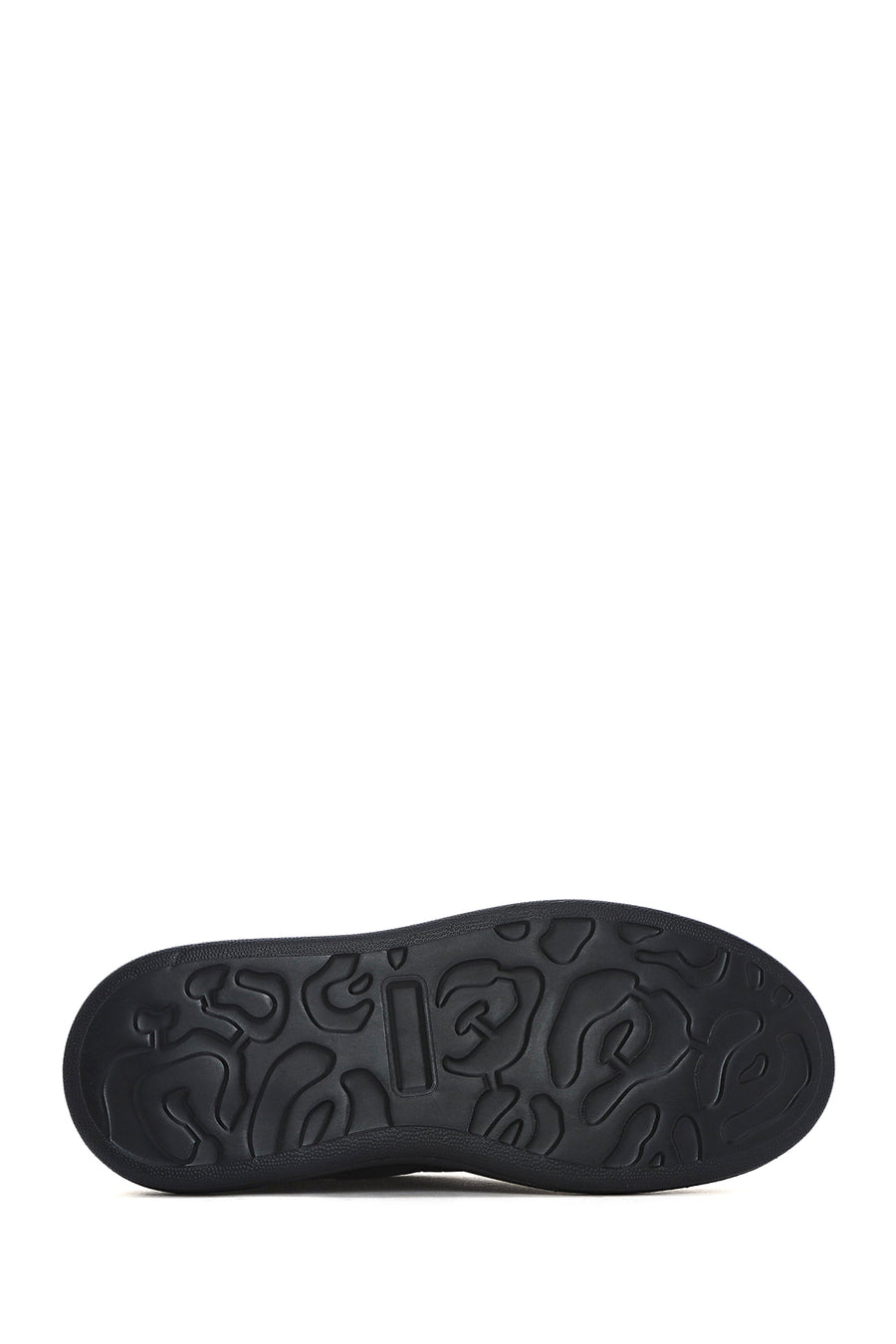 Men's Black Lace-up Thick-Sole Leather Sneaker