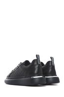 Men's Black Lace-up Thick-Sole Leather Sneaker | Derimod