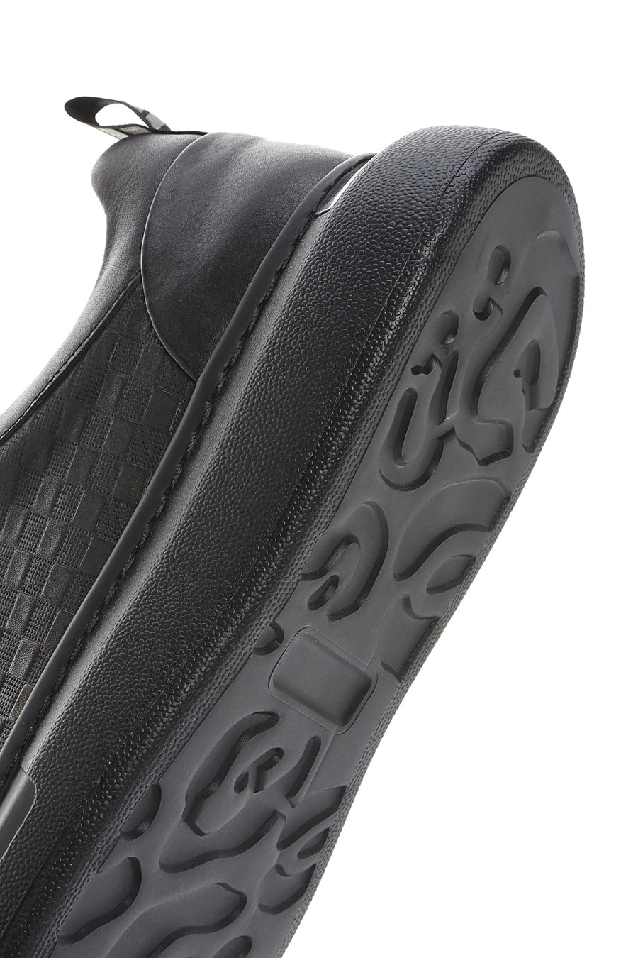 Men's Black Lace-up Thick-Sole Leather Sneaker