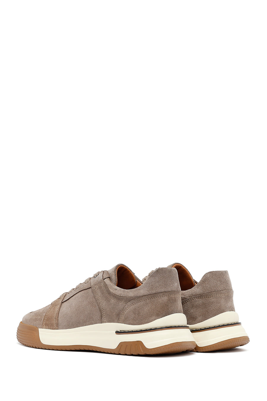 Erkek Bej Bağcıklı Süet Deri Sneaker